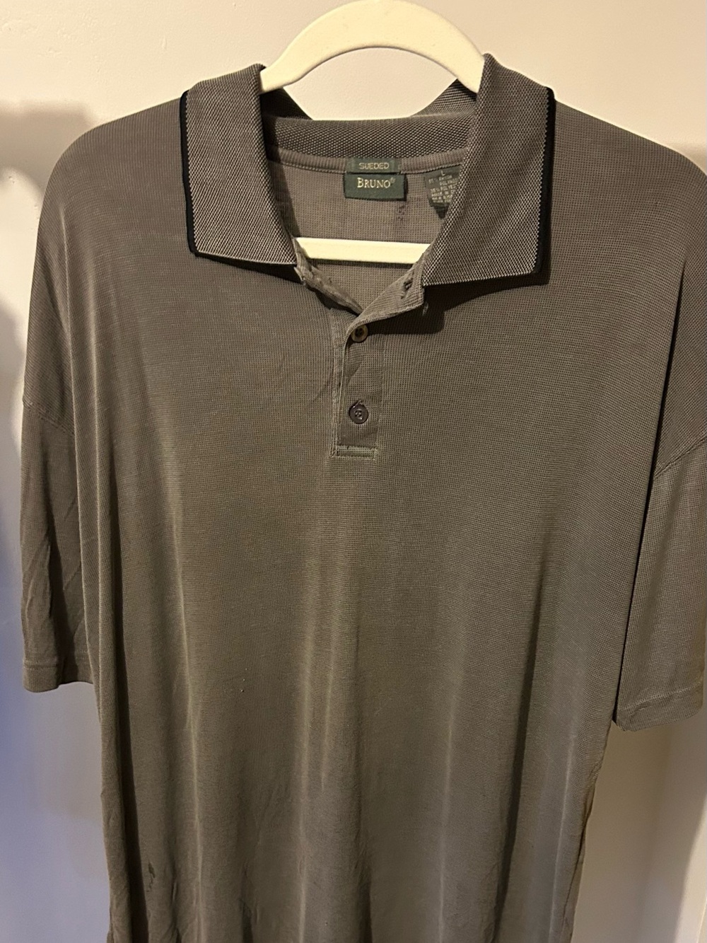 Bruno Men’s Gray Polo with Contrast-Trim Collar